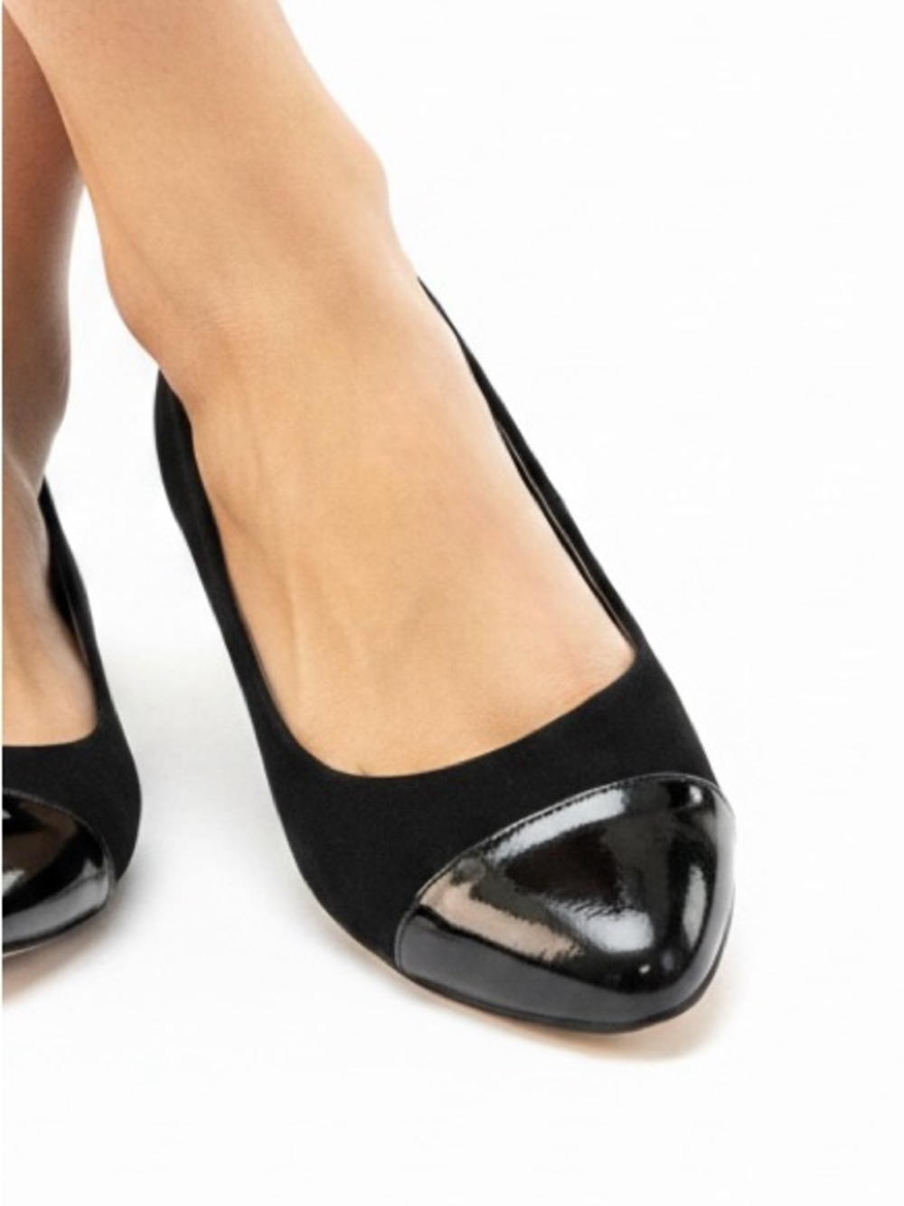 Calvin Klein Black Suede & Patent Leather Cap Toe Flats Size 7.5